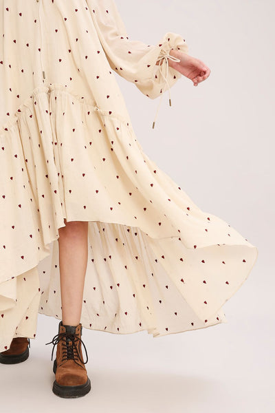 Coco Cream Heart Moss Frill Dress