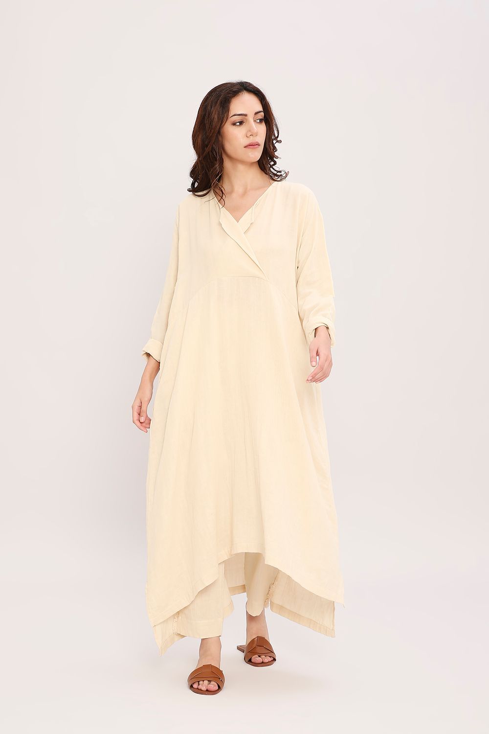 Coco Cream Kaftan Tunic Set (2 PCS)