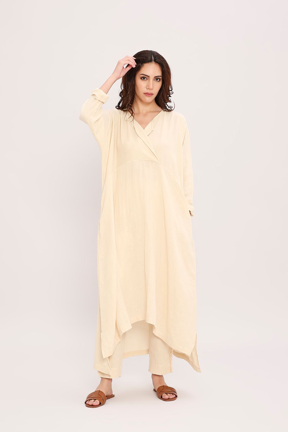 Coco Cream Kaftan Tunic Set (2 PCS)