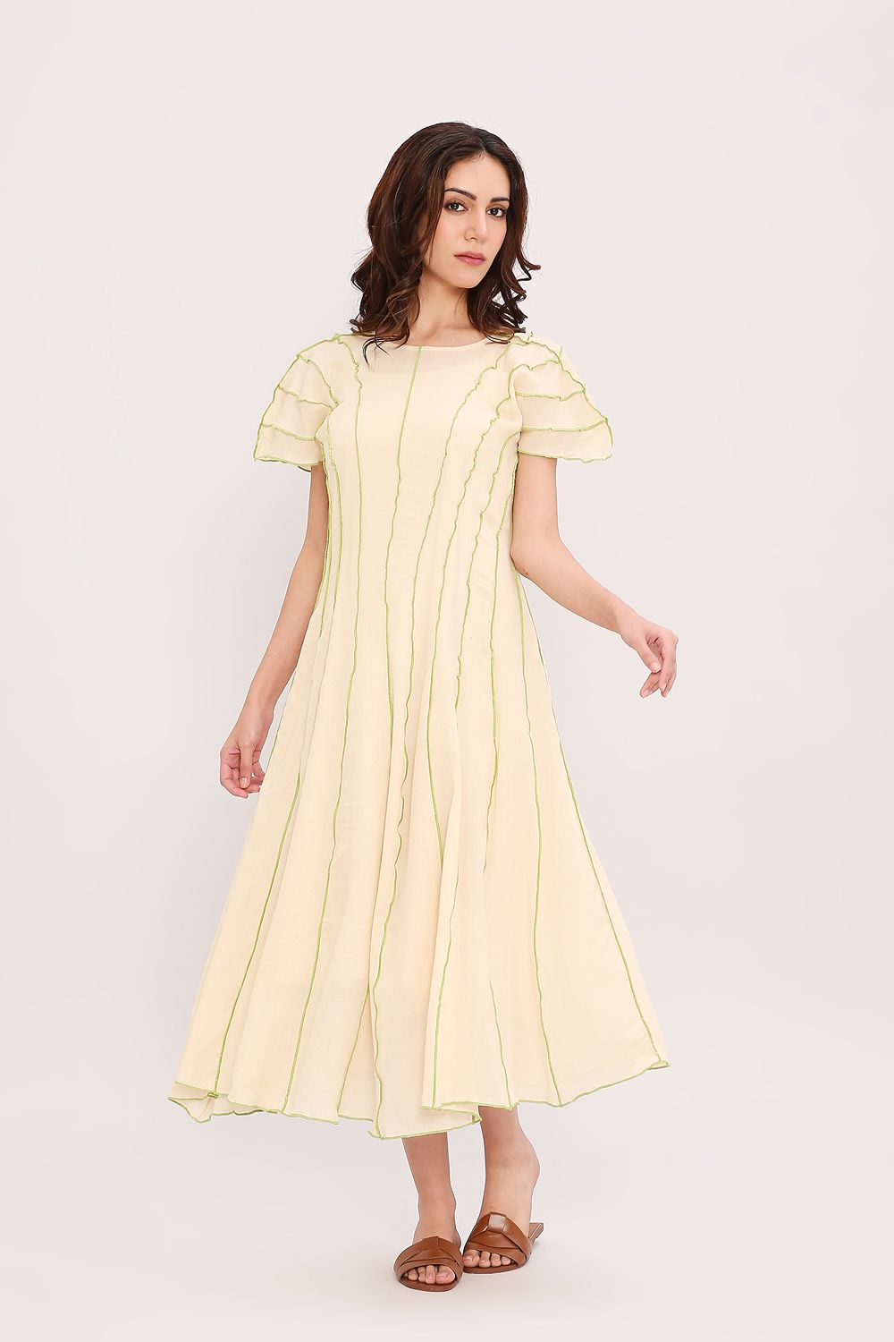 Coco Cream Moss Panelled Dress