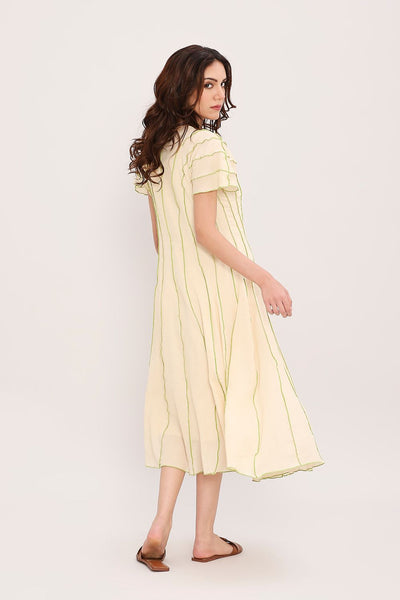 Coco Cream Moss Panelled Dress