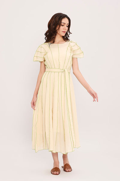 Coco Cream Moss Panelled Dress