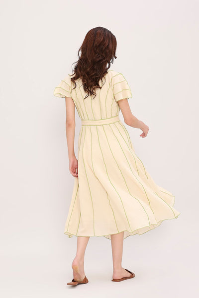 Coco Cream Moss Panelled Dress