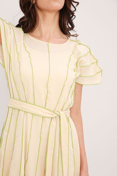 Coco Cream Moss Panelled Dress