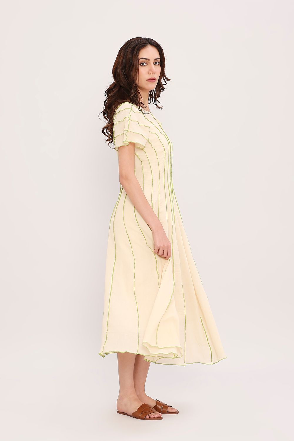 Coco Cream Moss Panelled Dress
