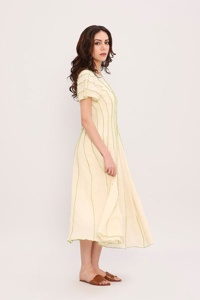 Coco Cream Moss Panelled Dress