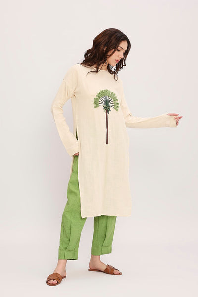 Coco Cream & Green Embroidered Set (2 PCS)