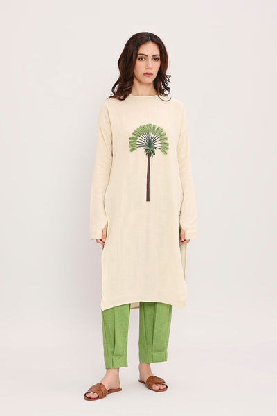 Coco Cream & Green Embroidered Set (2 PCS)