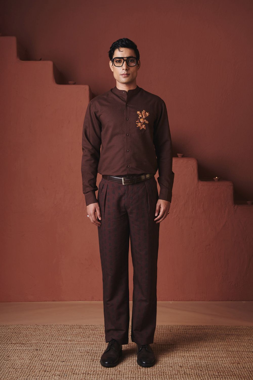 Coffee Buta Co Linen Men's Pleated Tapered Pants