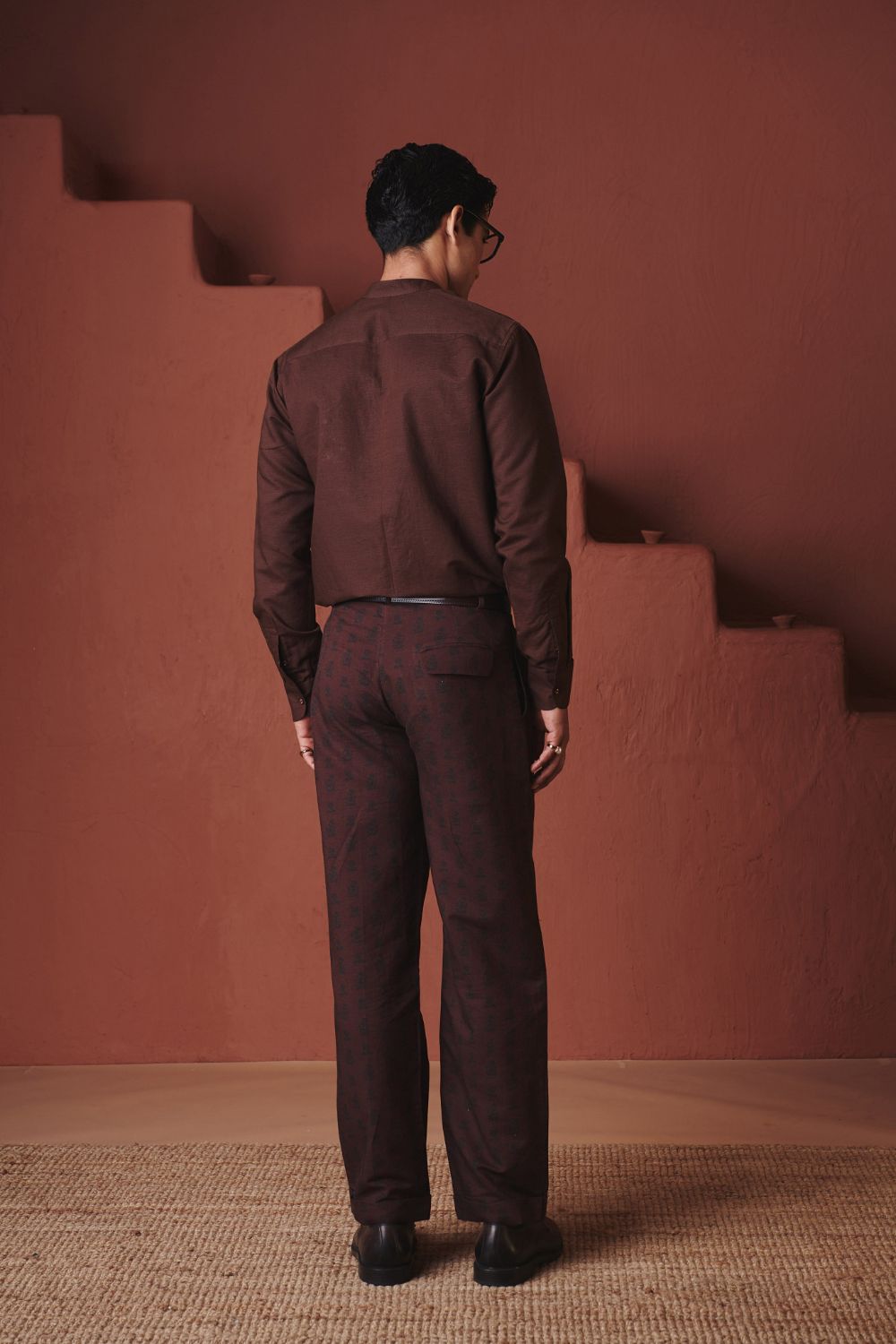 Coffee Buta Co Linen Men's Pleated Tapered Pants