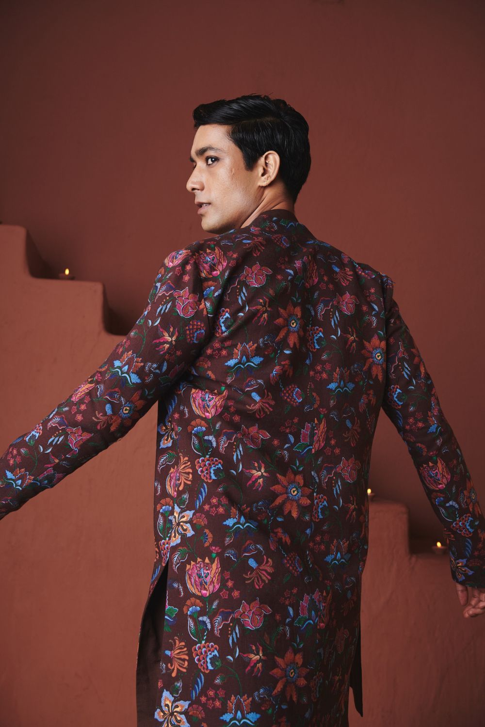 Coffee Chintz Co Linen Men's Long Jacket