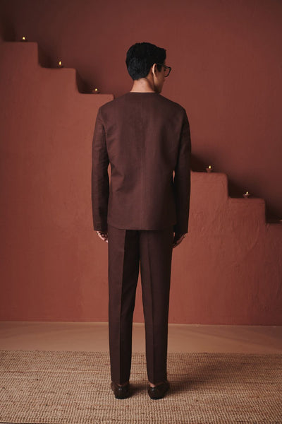 Coffee Co Linen Men's Pleated Tapered Pants