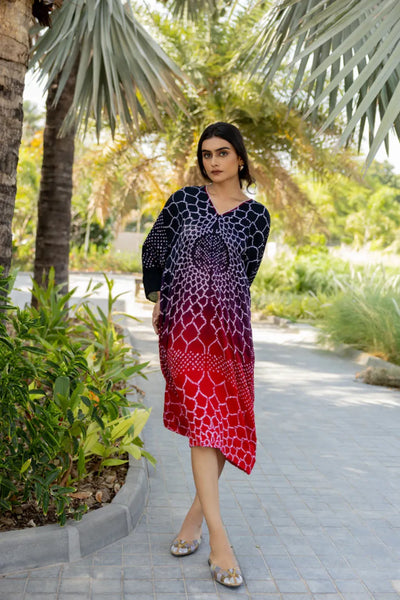 THREE FLOWERS DRESS-BLACK RED SHADED