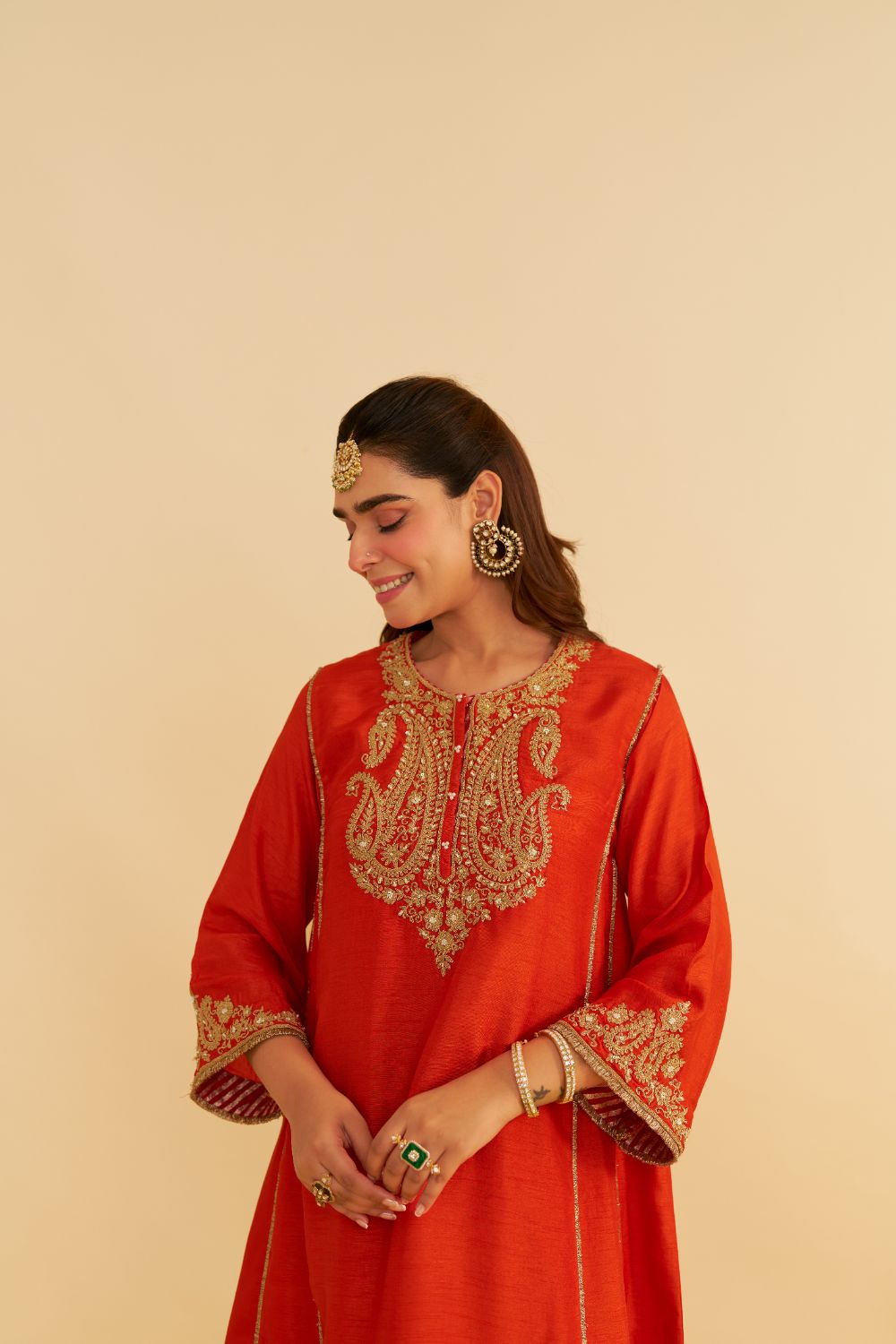 Ayra - Short Chauga With Salwar-Burnt Orange
