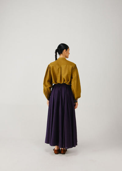 Peasant top-Olive band emb.