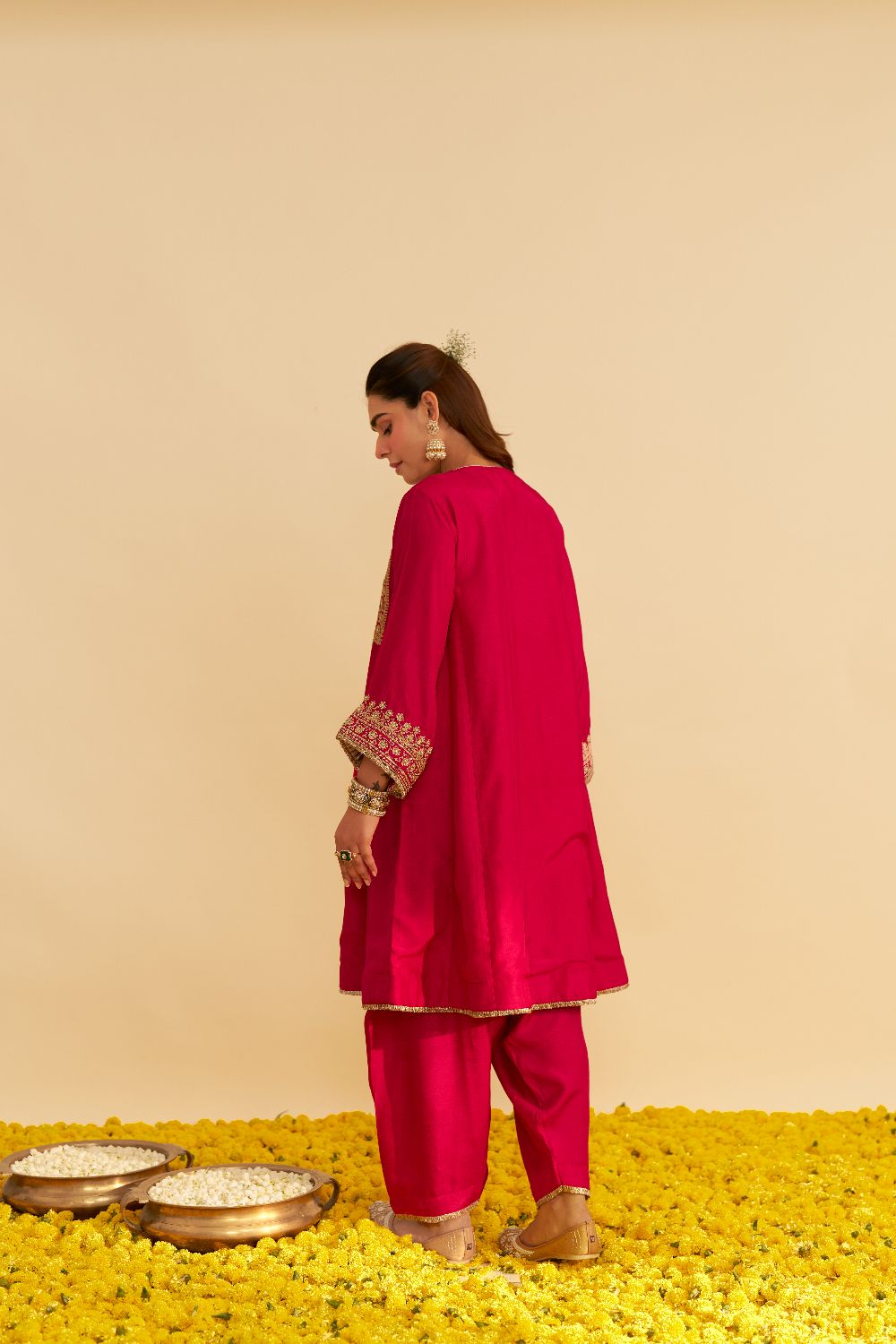Mehza - Short Chauga With Salwar-Hotpink