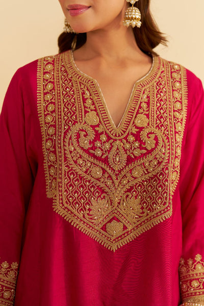 Mehza - Short Chauga With Salwar-Hotpink