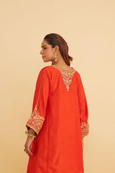 Marwa - Short Chauga With Salwar-Burnt Orange