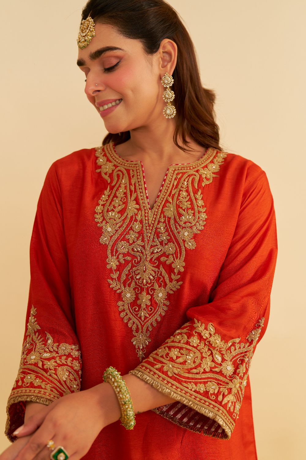 Marwa - Short Chauga With Salwar-Burnt Orange