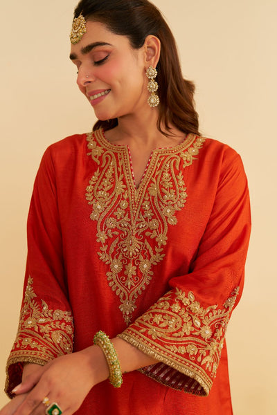 Marwa - Short Chauga With Salwar-Burnt Orange