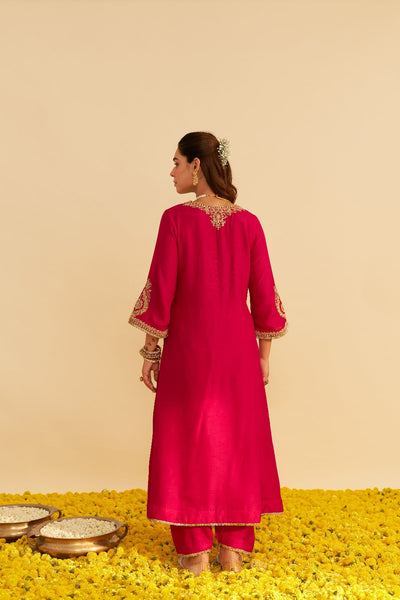 Haayat - Long Kaftan With Salwar-Hotpink
