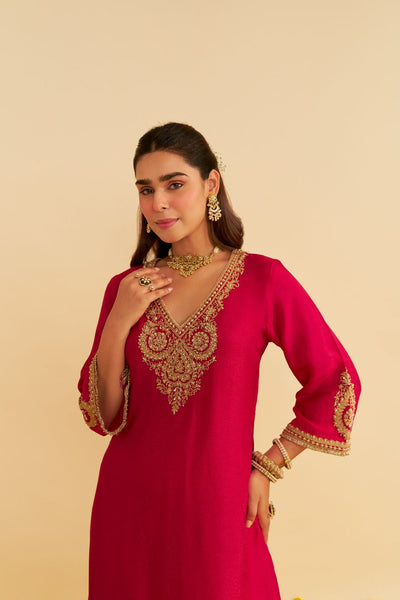 Haayat - Long Kaftan With Salwar-Hotpink