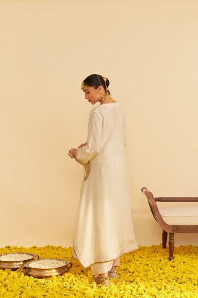 Amaya - Long Kaftan With Salwar-Daisy Ivory