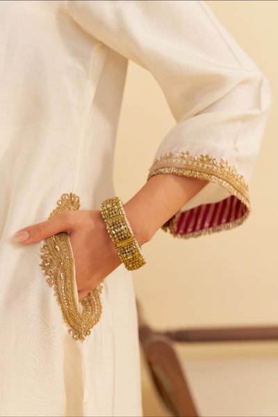 Amaya - Long Kaftan With Salwar-Daisy Ivory