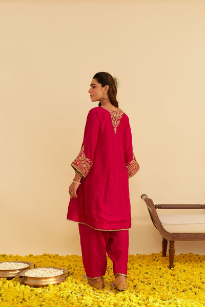 Marwa - Short Chauga With Salwar-Hotpink