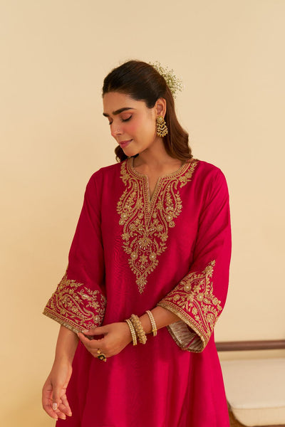 Marwa - Short Chauga With Salwar-Hotpink