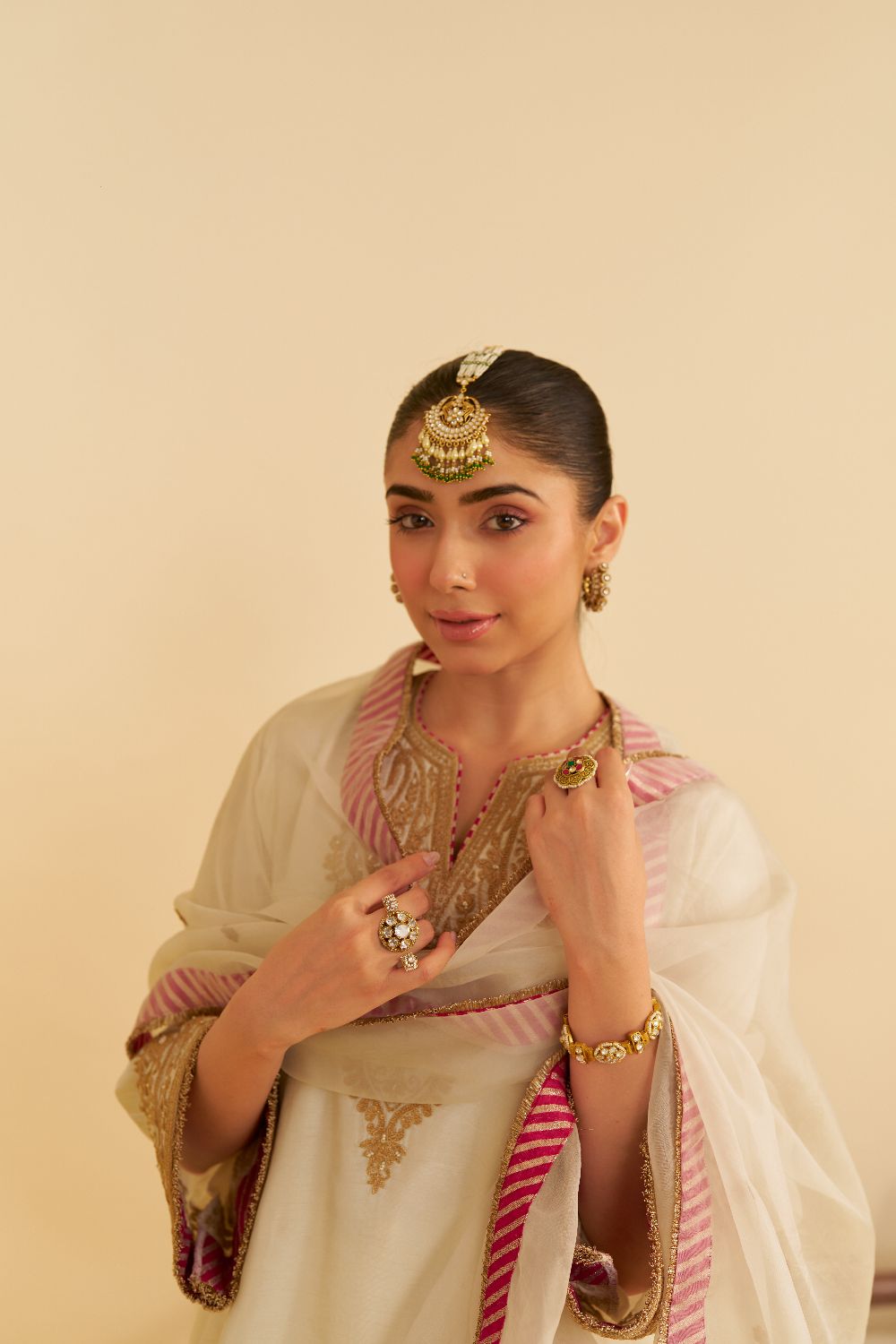 Marwa - Short Chauga With Salwar-Daisy Ivory