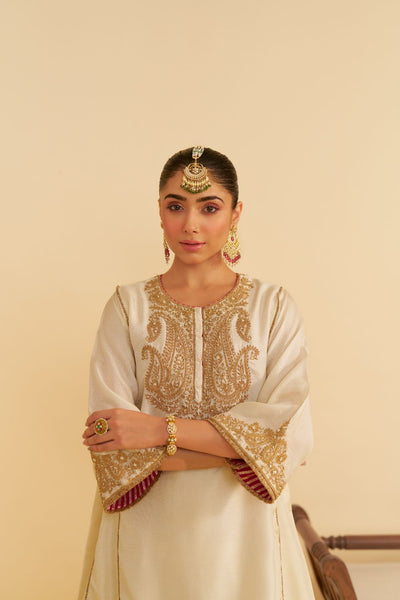 Ayra - Short Chauga With Salwar-Daisy Ivory