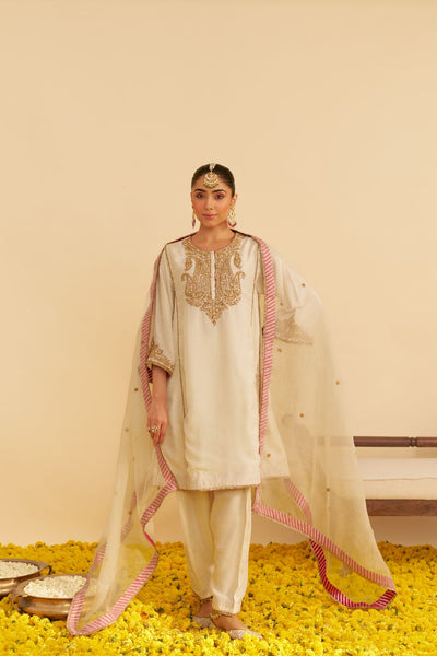 Ayra - Short Chauga With Salwar-Daisy Ivory