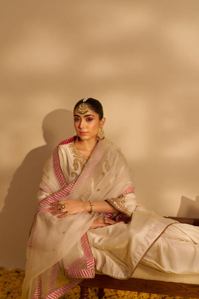 Ayra - Short Chauga With Salwar-Daisy Ivory