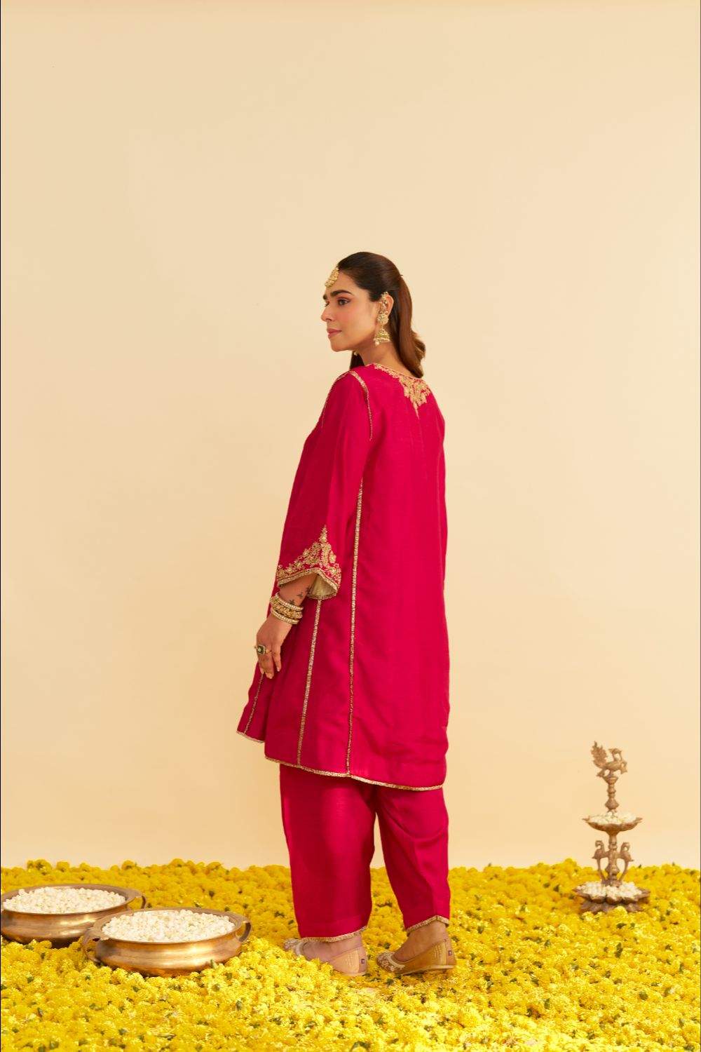 Ayra - Short Chauga With Salwar-Hotpink