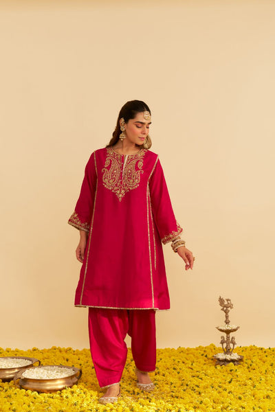Ayra - Short Chauga With Salwar-Hotpink