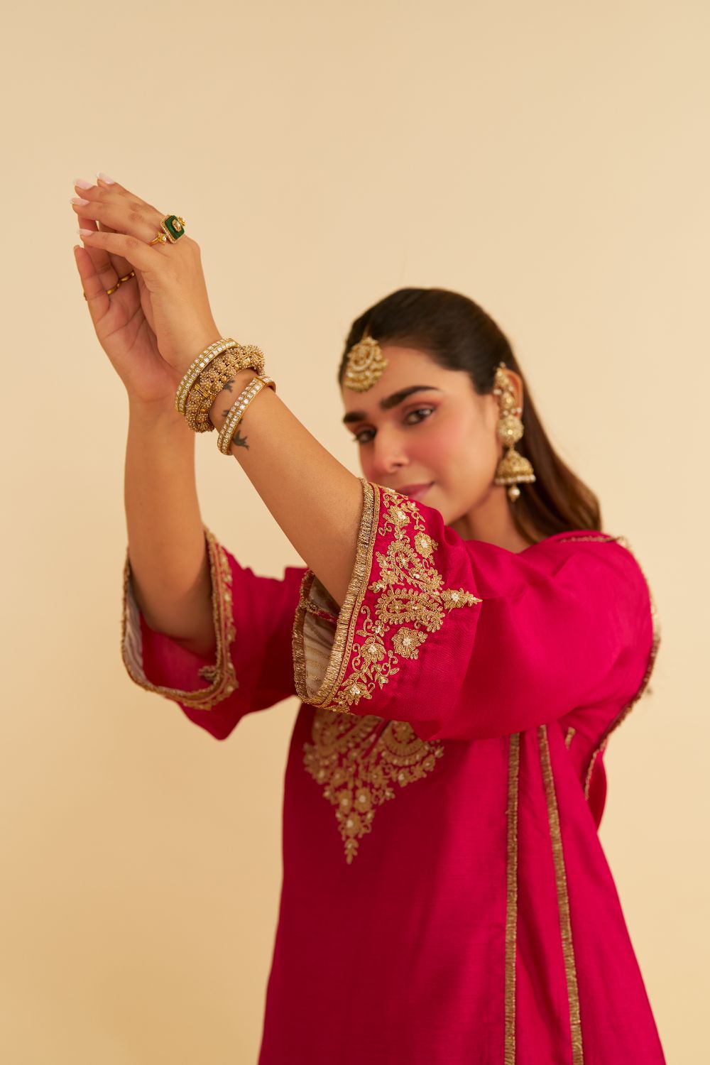 Ayra - Short Chauga With Salwar-Hotpink