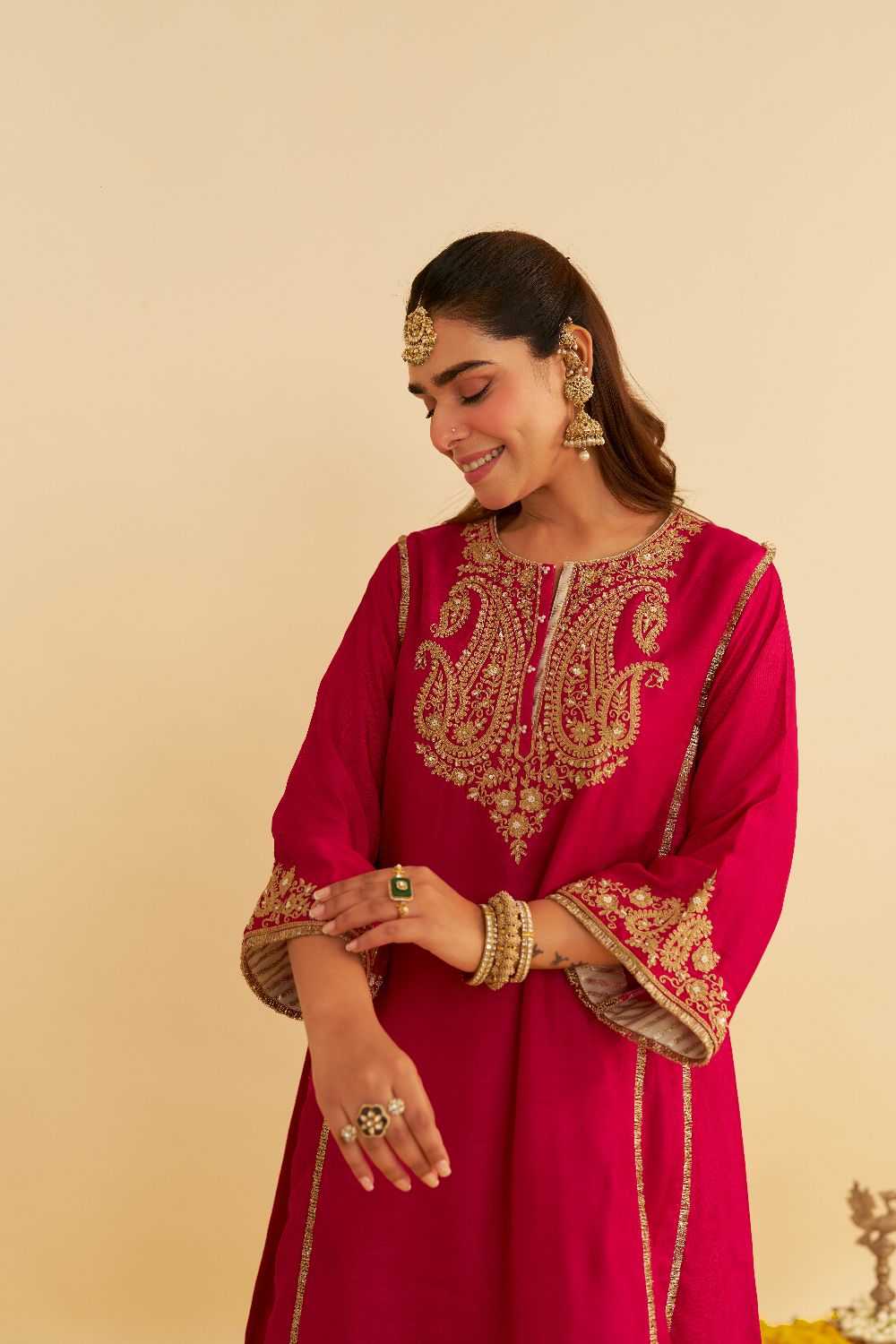 Ayra - Short Chauga With Salwar-Hotpink