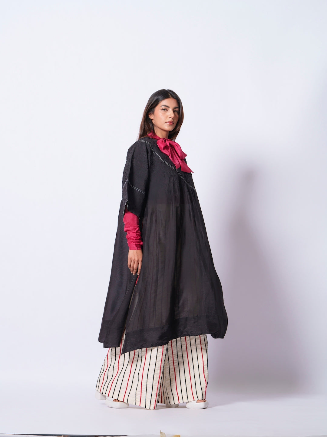 Cord Pants-Ivory + Black + Red