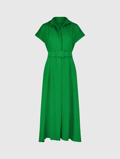 21000-Midi Dress With Belt-Spring Green