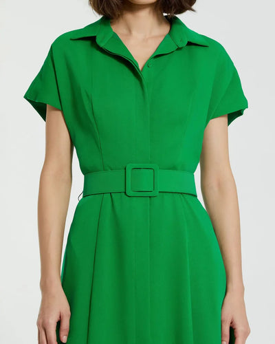 21000-Midi Dress With Belt-Spring Green