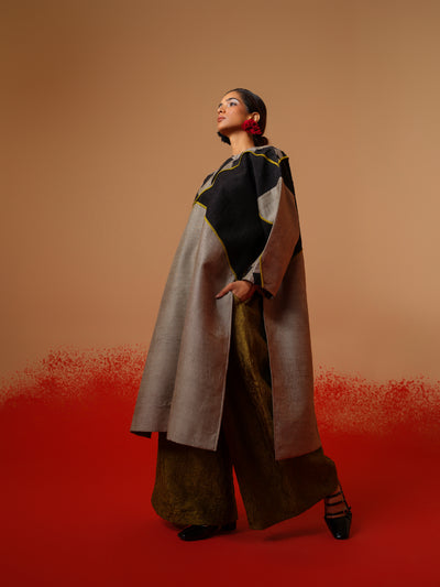 Crest Tunic-Grey + Black + Moss Green