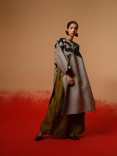 Crest Tunic-Grey + Black + Moss Green