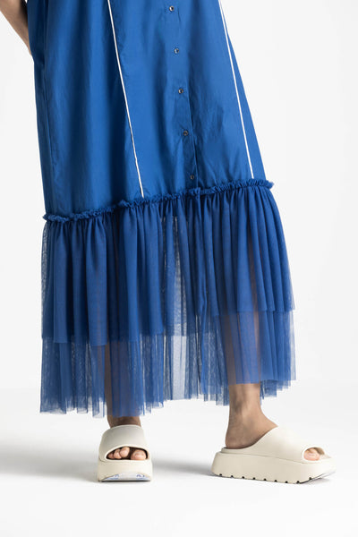 BOTTOM FRILL DRESS - ELECTRIC BLUE