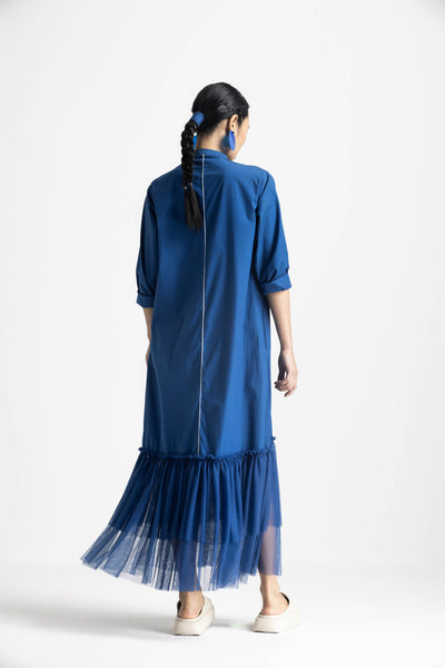 BOTTOM FRILL DRESS - ELECTRIC BLUE