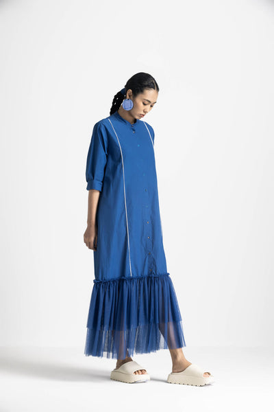 BOTTOM FRILL DRESS - ELECTRIC BLUE