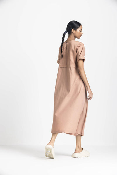 YOKE GATHER DRESS - CHAMPAGNE