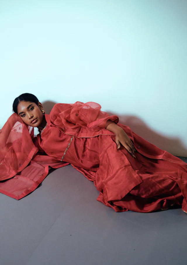 Deep Red Sharara Set