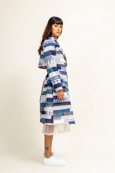 SKY PATCHWORK TRENCH