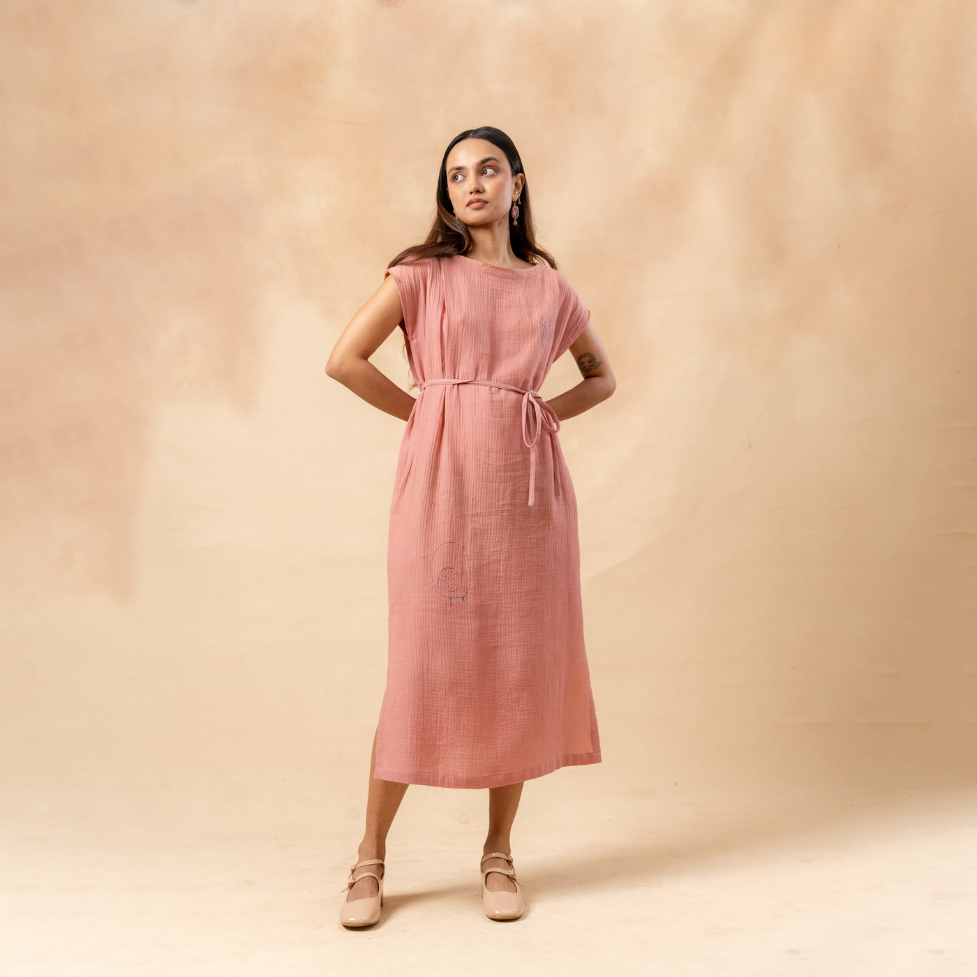 Erna Organic Cotton Dress With Waist Belt